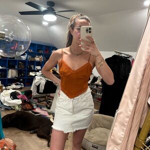 Lace Trim Orange crop  Top